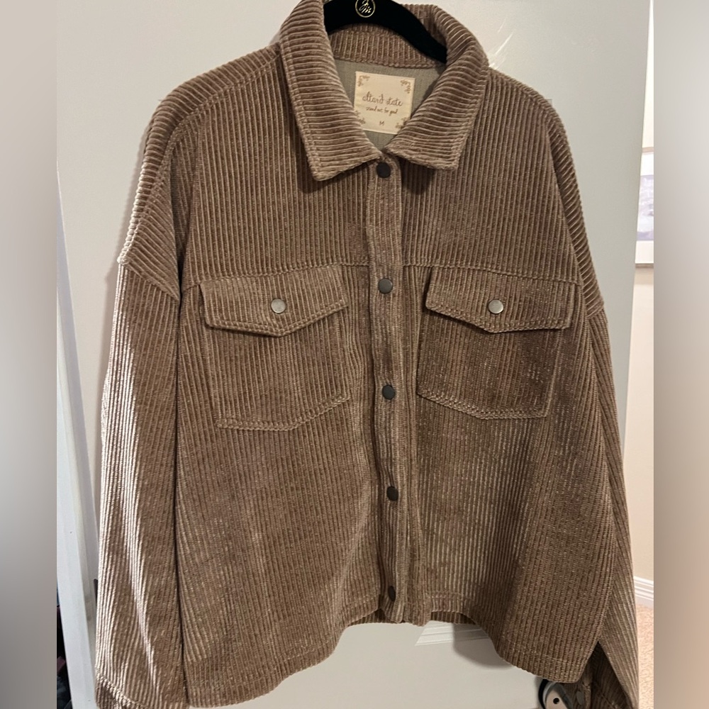 Altar'd State Taupe/Rose Corduroy Shacket